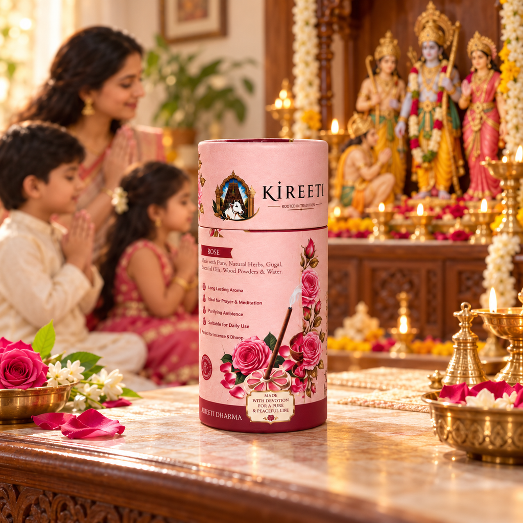 KIREETI Rose Gomaya Dhoopbatti – 40+ Sticks with Stand