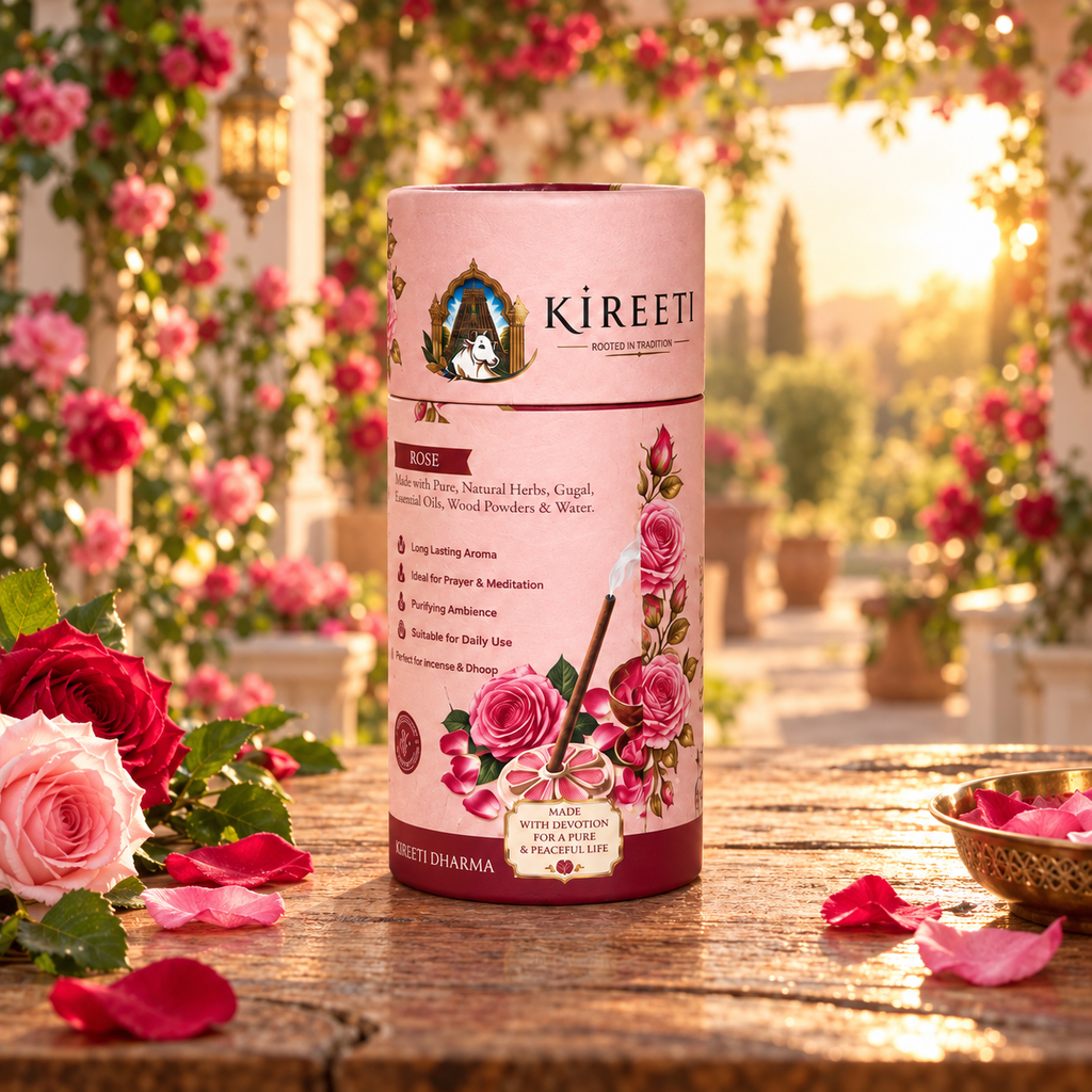 KIREETI Rose Gomaya Dhoopbatti – 40+ Sticks with Stand