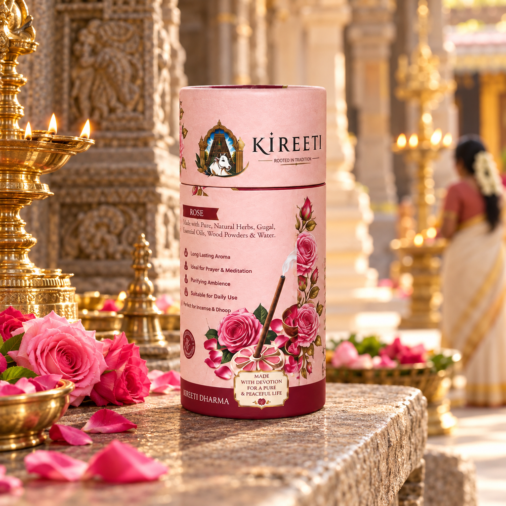 KIREETI Rose Gomaya Dhoopbatti – 40+ Sticks with Stand