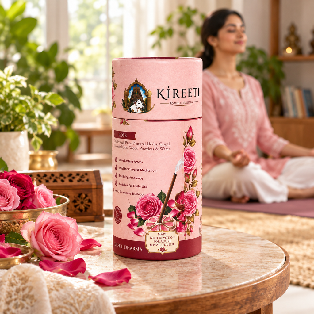 KIREETI Rose Gomaya Dhoopbatti – 40+ Sticks with Stand