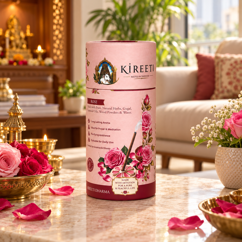 KIREETI Rose Gomaya Dhoopbatti – 40+ Sticks with Stand