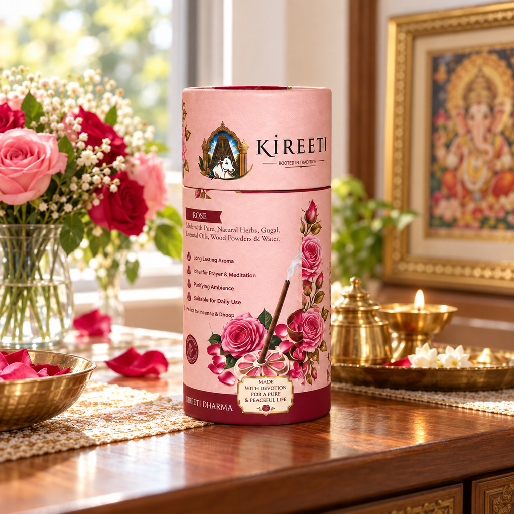 KIREETI Rose Gomaya Dhoopbatti – 40+ Sticks with Stand