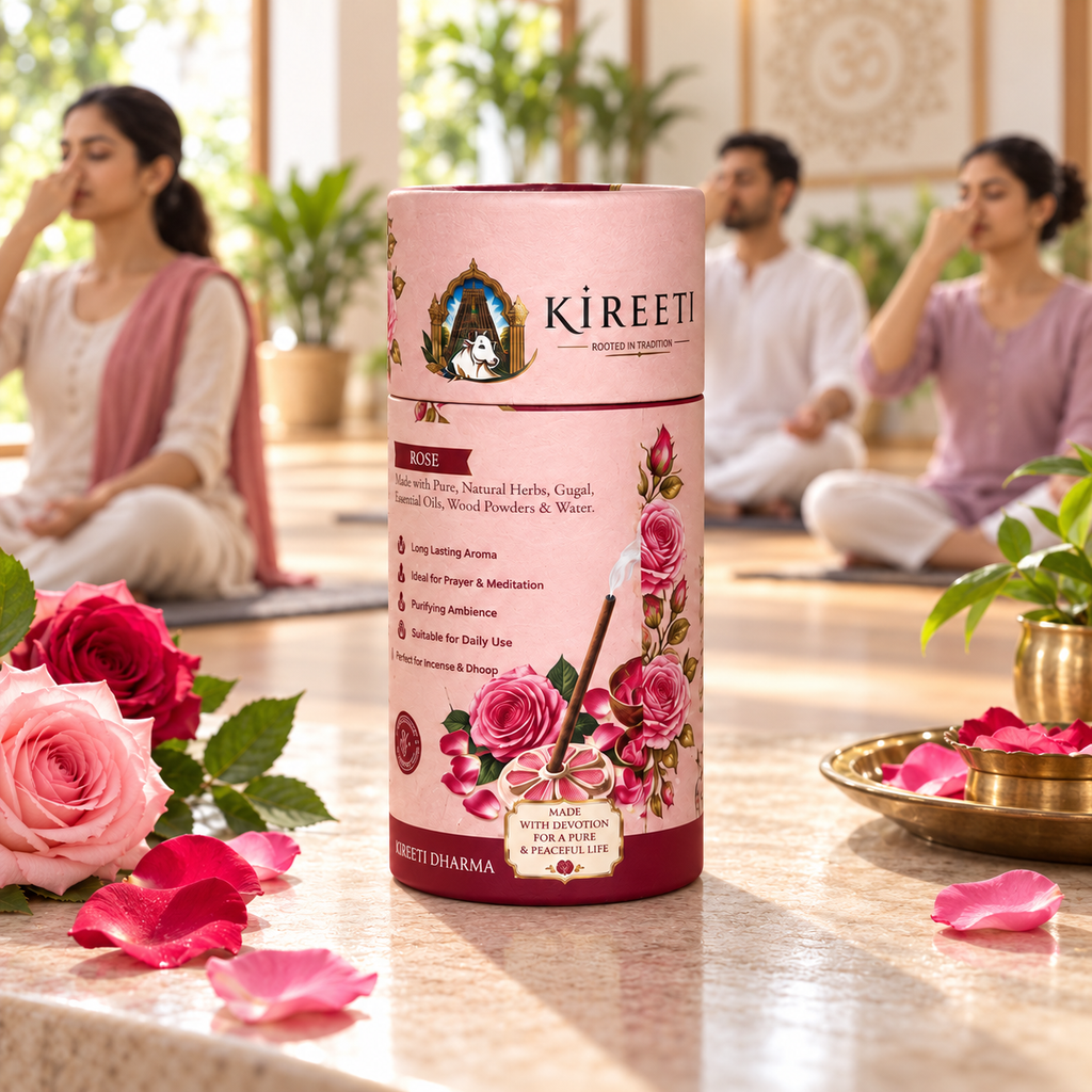 KIREETI Rose Gomaya Dhoopbatti – 40+ Sticks with Stand