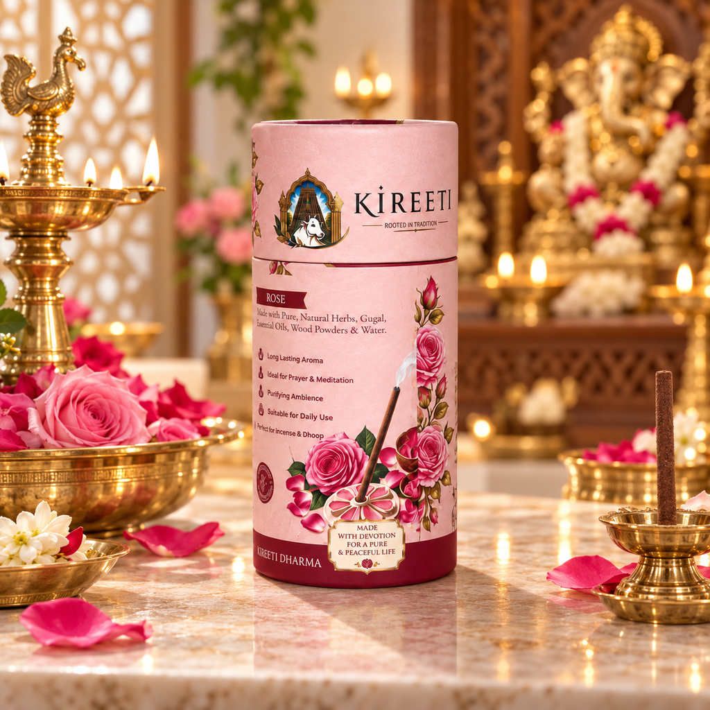 KIREETI Rose Gomaya Dhoopbatti – 40+ Sticks with Stand